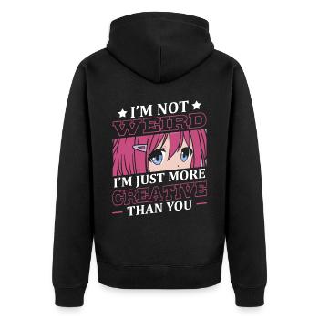 Pas étrange, je suis juste plus créatif | - Veste à capuche bio Premium Unisexe - noir - Dos - Nico (187cm)