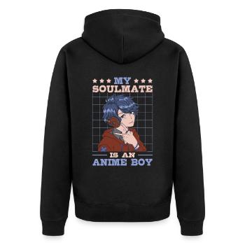 My Soulmate Is An Anime Young | - Unisex Premium Organic Zip Hoodie - black - Back - Nico (187cm)