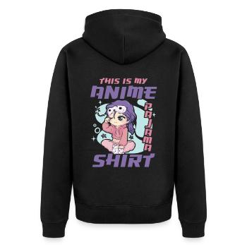 This Is My Anime Pajama Clothing | - Unisex Premium Organic Zip Hoodie - black - Back - Nico (187cm)