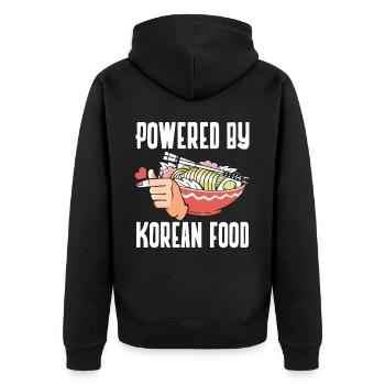 Powered By Korean Food Korean - Unisex Premium Organic Zip Hoodie - black - Back - Nico (187cm)