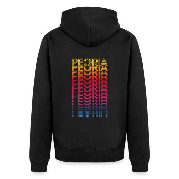 Retro Nostalgic USA City - Rainbow Peoria - Veste à capuche bio Premium Unisexe - noir - Dos - Nico (187cm)