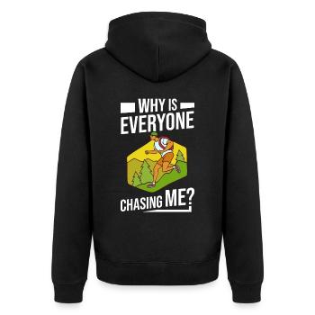 Cross Country Running Crosslauf Geländelauf Laufen - Unisex Premium Bio Zip Hoodie - Schwarz - Hinten - Nico (187cm)
