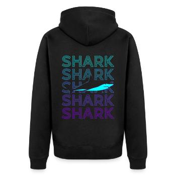 Hai Retro - Unisex Premium Bio Zip Hoodie - Schwarz - Hinten - Nico (187cm)