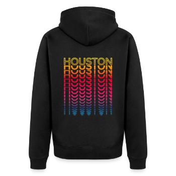 Retro Nostalgic USA City - Rainbow Houston - Unisex Premium Organic Zip Hoodie - black - Back - Nico (187cm)