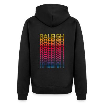 Retro Nostalgic USA City - Rainbow Raleigh - Veste à capuche bio Premium Unisexe - noir - Dos - Nico (187cm)