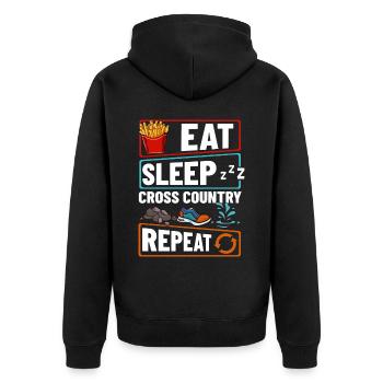 Cross Country Running Crosslauf Geländelauf Laufen - Unisex Premium Bio Zip Hoodie - Schwarz - Hinten - Nico (187cm)