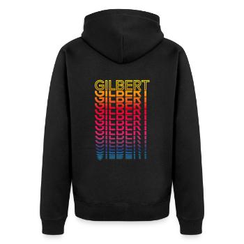 Retro Nostalgic USA City - Rainbow Gilbert - Unisex Premium Organic Zip Hoodie - black - Back - Nico (187cm)