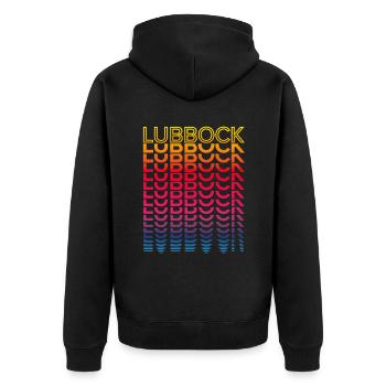 Retro Nostalgic USA City - Rainbow Lubbock - Unisex Premium Organic Zip Hoodie - black - Back - Nico (187cm)