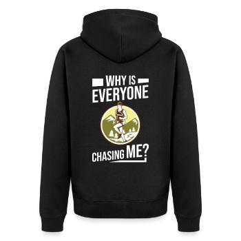 Cross Country Running Crosslauf Geländelauf Laufen - Unisex Premium Bio Zip Hoodie - Schwarz - Hinten - Nico (187cm)