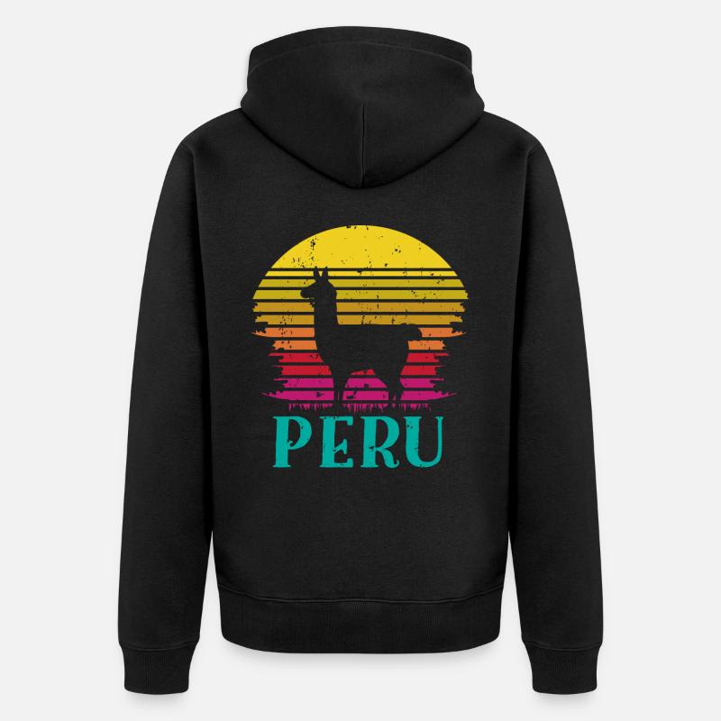 Pérou, Perulama - Veste à capuche bio Premium Unisexe - noir