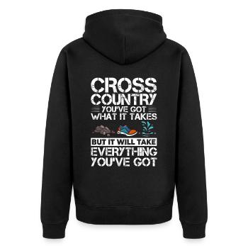 Cross Country Running Crosslauf Geländelauf Laufen - Unisex Premium Bio Zip Hoodie - Schwarz - Hinten - Nico (187cm)
