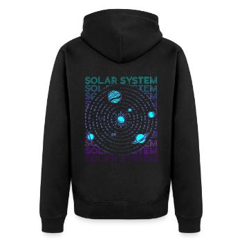 Solar System Retro - Unisex Premium Organic Zip Hoodie - black - Back - Nico (187cm)