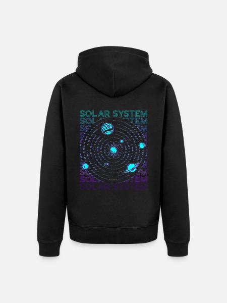 Solar System Retro - Unisex Premium Organic Zip Hoodie - black