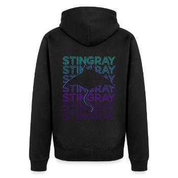 Stachelrochen Manta Rochen Retro - Unisex Premium Bio Zip Hoodie - Schwarz - Hinten - Nico (187cm)