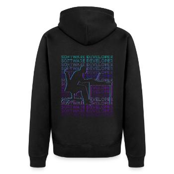 Software-Entwickler Software-Entwicklung Retro - Unisex Premium Bio Zip Hoodie - Schwarz - Hinten - Nico (187cm)