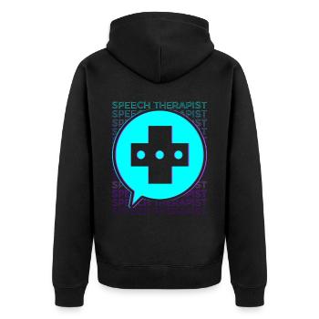 Speech Therapist Speech Therapy Retro - Unisex Premium Organic Zip Hoodie - black - Back - Nico (187cm)