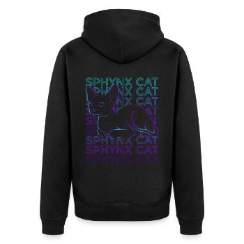 Sphynx Katze Retro - Unisex Premium Bio Zip Hoodie - Schwarz - Hinten - Nico (187cm)