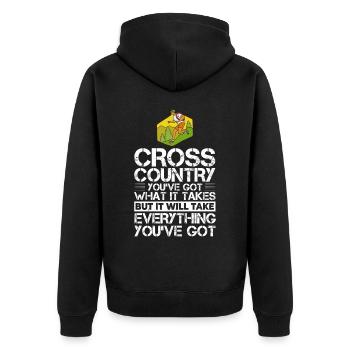 Cross Country Running Crosslauf Geländelauf Laufen - Unisex Premium Bio Zip Hoodie - Schwarz - Hinten - Nico (187cm)