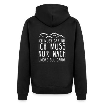 Limone am Gardasee I Motiv für Italien Urlaub - Unisex Premium Bio Zip Hoodie - Schwarz - Hinten - Nico (187cm)