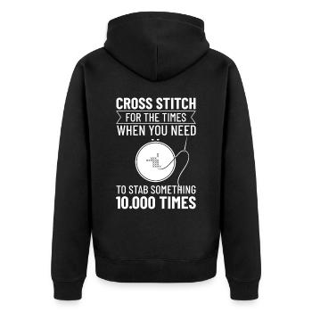 Kreuzstichmuster Kreuzstich Nadeln Sticken Weben - Unisex Premium Bio Zip Hoodie - Schwarz - Hinten - Nico (187cm)