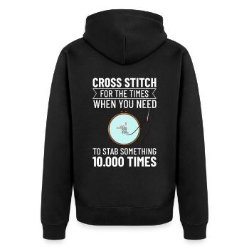 Kreuzstichmuster Kreuzstich Nadeln Sticken Weben - Unisex Premium Bio Zip Hoodie - Schwarz - Hinten - Nico (187cm)