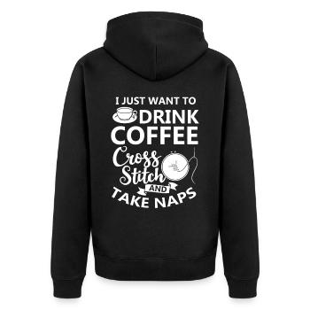 Cross Stitch Pattern Cross Stitch Needles Embroidery Weaving - Unisex Premium Organic Zip Hoodie - black - Back - Nico (187cm)