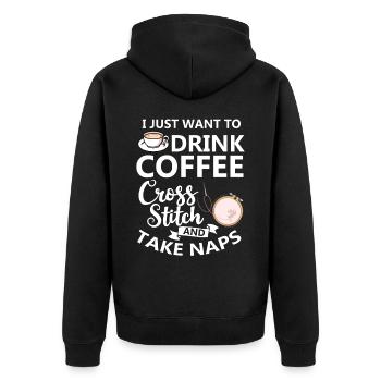 Cross Stitch Pattern Cross Stitch Needles Embroidery Weaving - Unisex Premium Organic Zip Hoodie - black - Back - Nico (187cm)