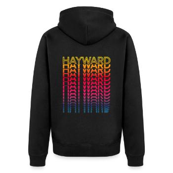Retro Nostalgic USA City - Rainbow Hayward - Veste à capuche bio Premium Unisexe - noir - Dos - Nico (187cm)