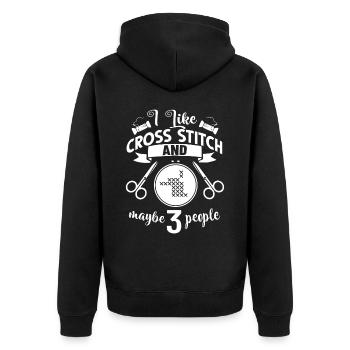 Kreuzstichmuster Kreuzstich Nadeln Sticken Weben - Unisex Premium Bio Zip Hoodie - Schwarz - Hinten - Nico (187cm)