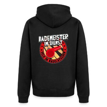 Rettungsschwimmer Bademeister - Unisex Premium Bio Zip Hoodie - Schwarz - Hinten - Nico (187cm)
