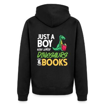 Dinosaur Book Read Dino Read Funny Readers - Unisex Premium Organic Zip Hoodie - black - Back - Nico (187cm)