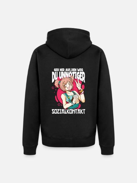 Anime Spruch Weeb Otaku - Unisex Premium Bio Zip Hoodie - Schwarz