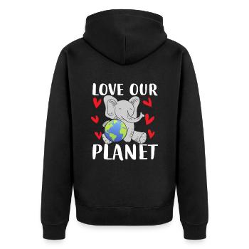 Aimez notre planète Elephant Earth - Veste à capuche bio Premium Unisexe - noir - Dos - Nico (187cm)