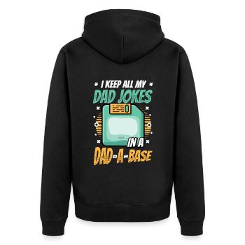 Je garde toutes les blagues de mon père. - Veste à capuche bio Premium Unisexe - noir - Dos - Nico (187cm)