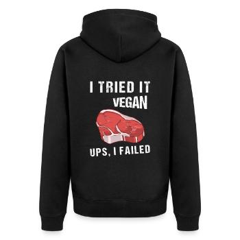 I Tried It Vegan Ups I Failed Vegan Vegetarian - Unisex Premium Bio Zip Hoodie - Schwarz - Hinten - Nico (187cm)