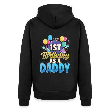 Erster Geburtstag Als Papi Vater Party Papa - Unisex Premium Bio Zip Hoodie - Schwarz - Hinten - Nico (187cm)