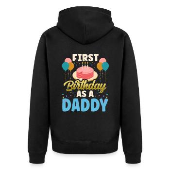 Erster Geburtstag Als Papi Party Vater Papa - Unisex Premium Bio Zip Hoodie - Schwarz - Hinten - Nico (187cm)