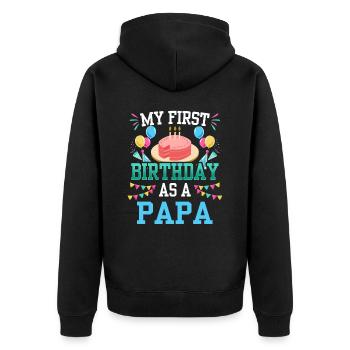 Mon premier anniversaire en tant que Papa Papa Père Party - Veste à capuche bio Premium Unisexe - noir - Dos - Nico (187cm)