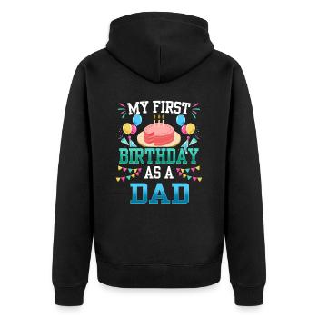 Mon premier anniversaire en tant que père papa papa - Veste à capuche bio Premium Unisexe - noir - Dos - Nico (187cm)