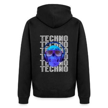 Musique techno - Veste à capuche bio Premium Unisexe - noir - Dos - Nico (187cm)