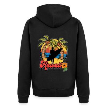 Surfing Surf Surfer Hawaii - Unisex Premium Organic Zip Hoodie - black - Back - Nico (187cm)