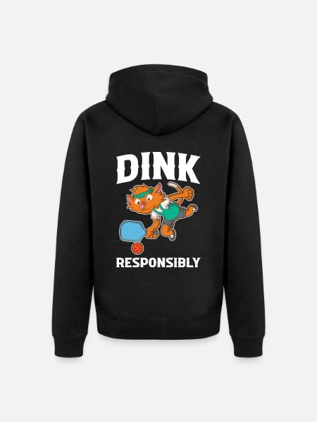 Dink Responsibly Pickleball Pickleball Geschenk - Unisex Premium Bio Zip Hoodie - Schwarz