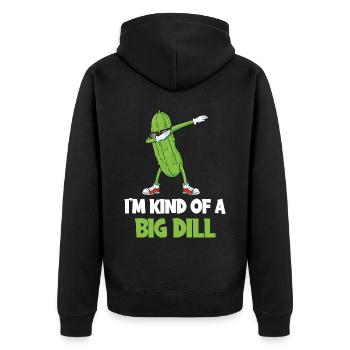 In the Child Of A Big Dill Cucumber Gift - Unisex Premium Organic Zip Hoodie - black - Back - Nico (187cm)