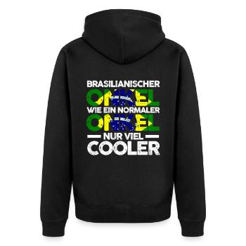 Brasilianer Onkel Brasilien - Unisex Premium Bio Zip Hoodie - Schwarz - Hinten - Nico (187cm)