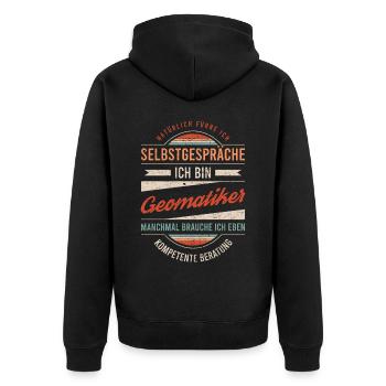 Geomatiker Arbeitskollege Kollege Geschenk Retro - Unisex Premium Bio Zip Hoodie - Schwarz - Hinten - Nico (187cm)