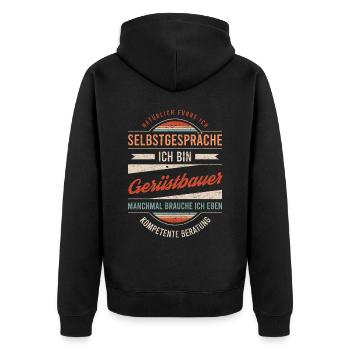 Gerüstbauer Arbeitskollege Kollege Geschenk Retro - Unisex Premium Bio Zip Hoodie - Schwarz - Hinten - Nico (187cm)