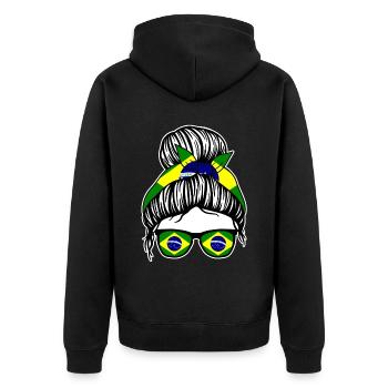 Brasilianer Brasilianisches Brasilien - Unisex Premium Bio Zip Hoodie - Schwarz - Hinten - Nico (187cm)