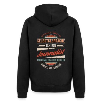 Journalist Arbeitskollege Kollege Geschenk Retro - Unisex Premium Bio Zip Hoodie - Schwarz - Hinten - Nico (187cm)