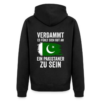 Pakistan Pakistaner Pakistanisches - Unisex Premium Bio Zip Hoodie - Schwarz - Hinten - Nico (187cm)