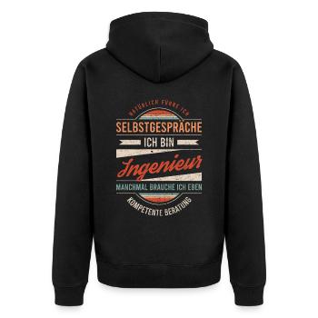 Ingenieur Arbeitskollege Kollege Geschenk Retro - Unisex Premium Bio Zip Hoodie - Schwarz - Hinten - Nico (187cm)